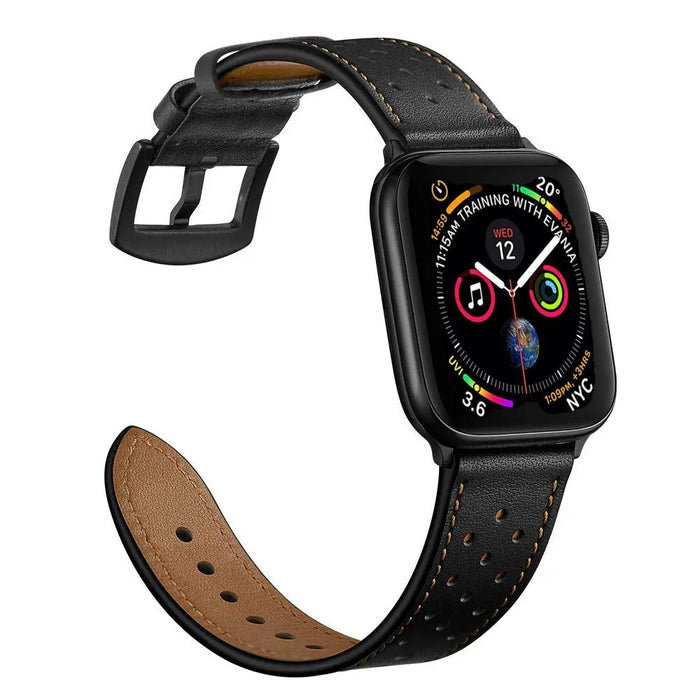 Prestige Leather Band For Apple Watch Multiple Colors Available — These leather bands are crafted with genuine leather and detailed stitching, adding a refined touch to any Apple Watch.