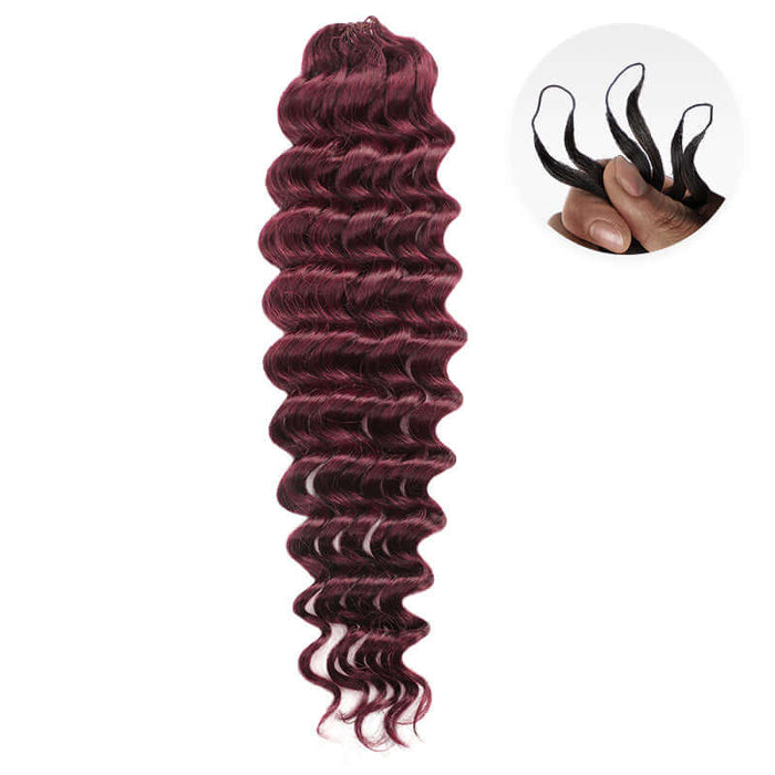 99j burgundy deep wave crochet hair extensions