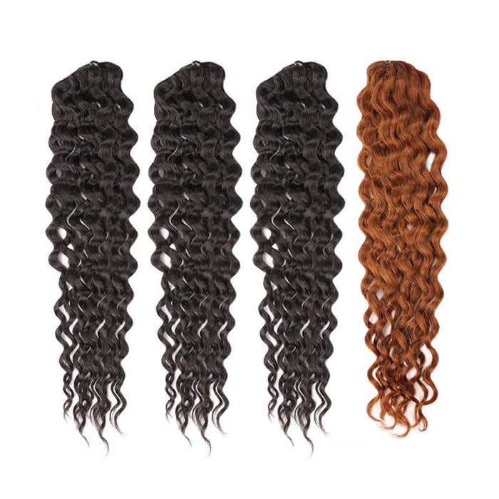 black and brown multi colored water wave crochet braiding hair extensions