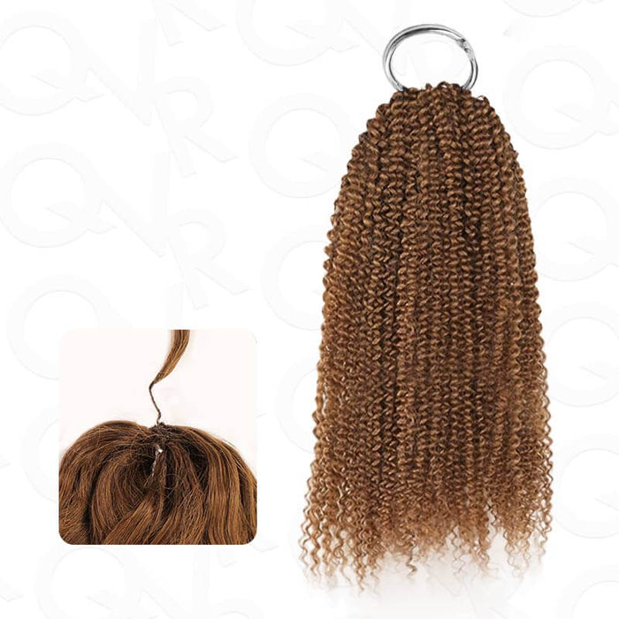 Auburn Brown #30 Crochet Hair Extension with Small Kinky Curly Texture, 100% Human Hair, Machine Made, Ideal for Versatile Styling