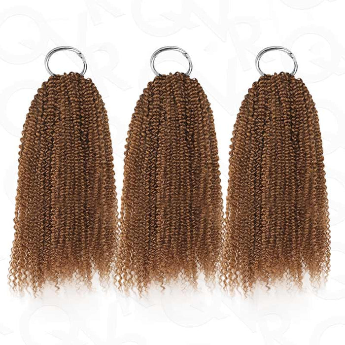 Auburn brown #30 crochet hair extensions, afro kinky curly texture, machine made, 100% human hair, 14-24 inches length.