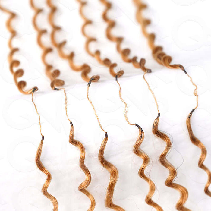invisible knots of honey blonde color water wave crochet human hair extensions