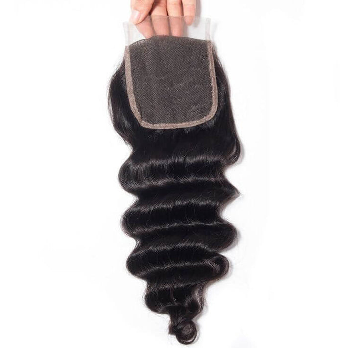 qvr loose deep wave human hair bundles with 4x4 closure