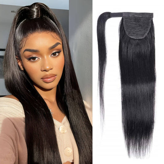 QVR  Straight High Ponytail Extension 100% Human Hair