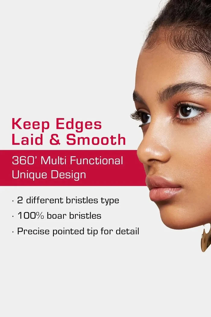 RED 4-IN-1 360 EDGE BRUSH WITH RATTAIL RED BEAUTY