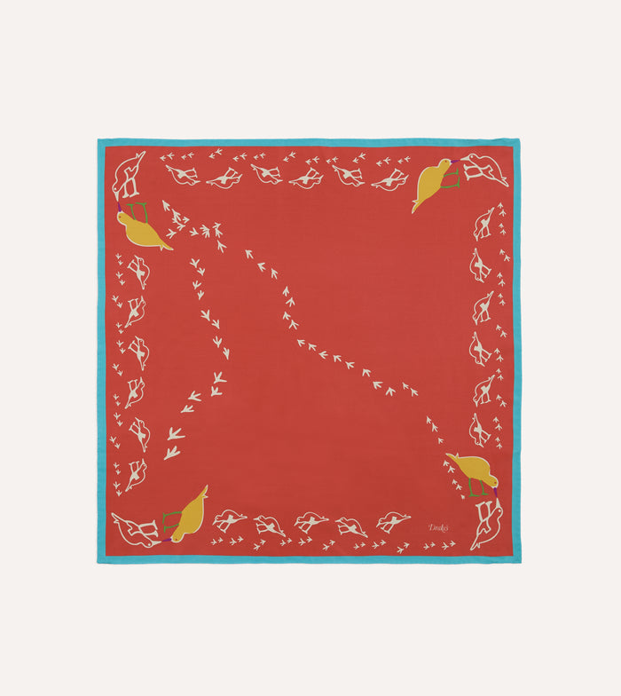 Red Oyster Catcher Print Silk Bandana