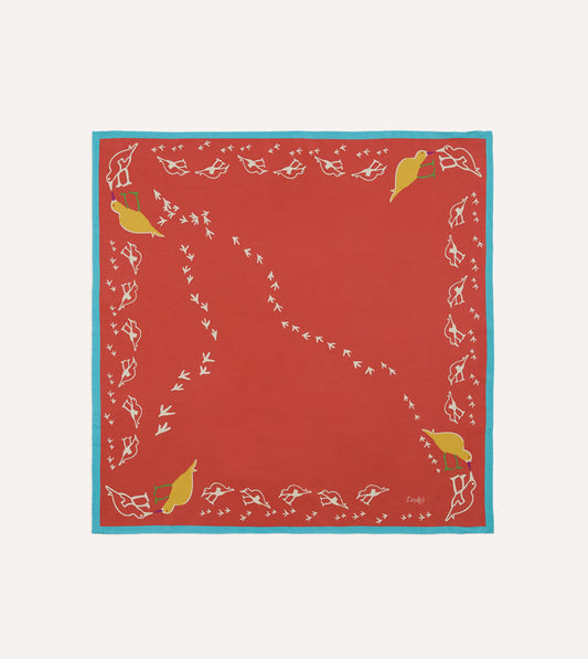 Red Oyster Catcher Print Silk Bandana