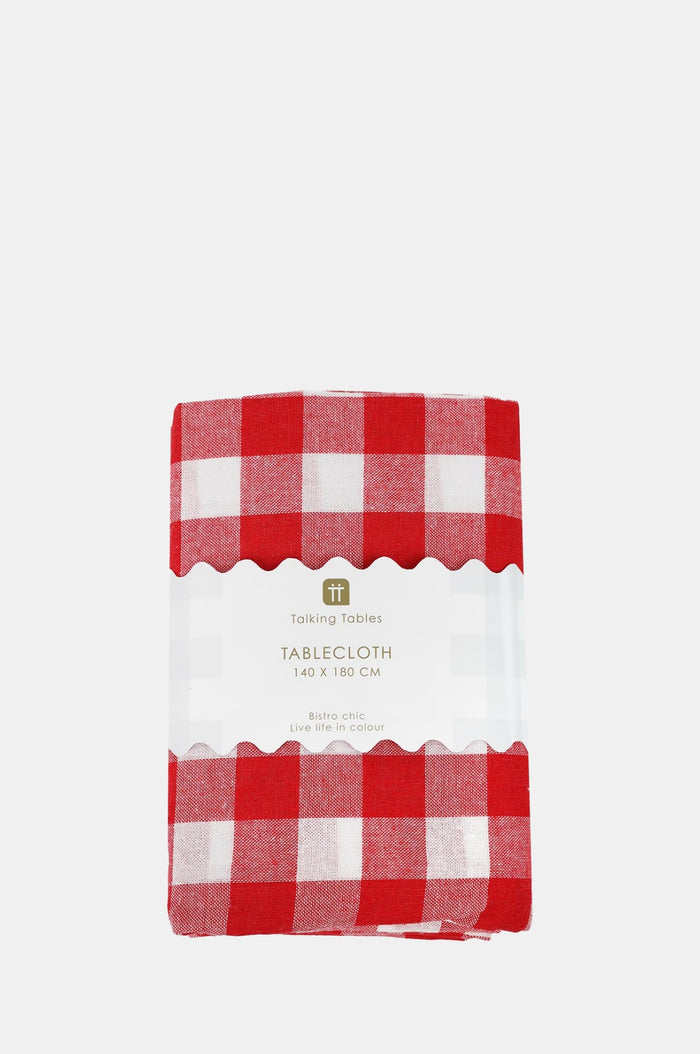 Talking Tables Red & White Fabric Gingham Tablecloth.