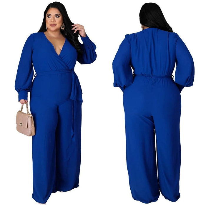 Relaxed-fit Straight-leg Solid-color Jumpsuit With Belt