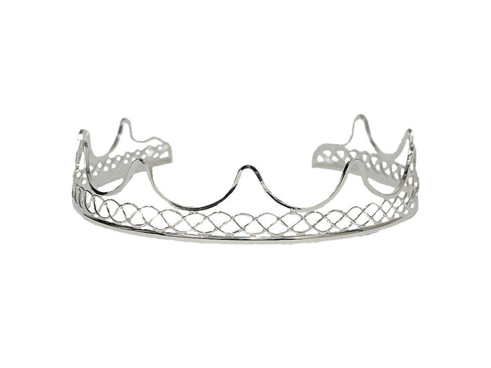 silver wire crown headpiece with open lattice design, front view