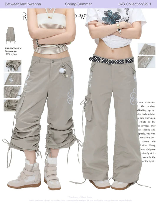 Ruffle-front two-way work pants