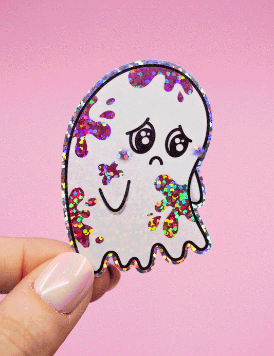 Sad Ghost glitter STICKER