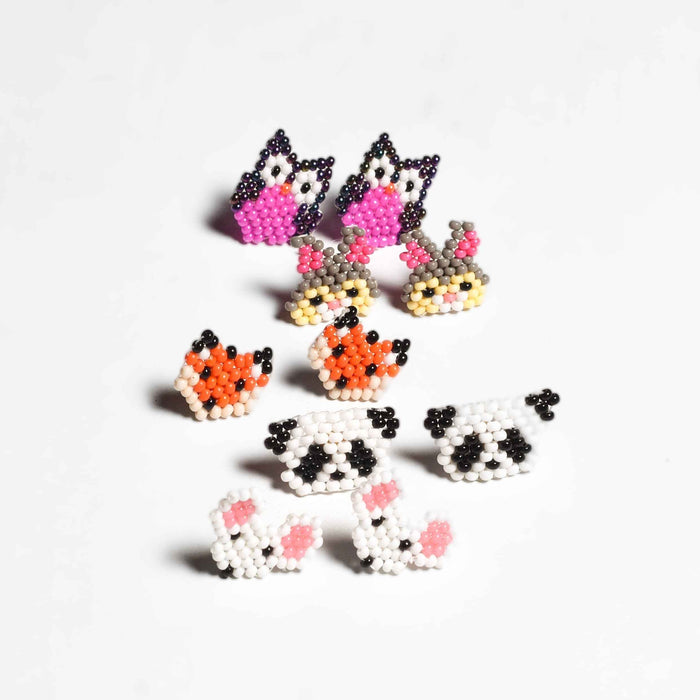 Safari Seed Bead Animal Stud Earrings - Mexico