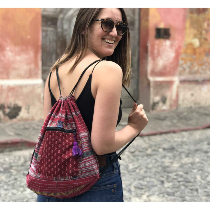 Salsa Upcycled Corte Backpack - Unique Guatemalan Handicraft