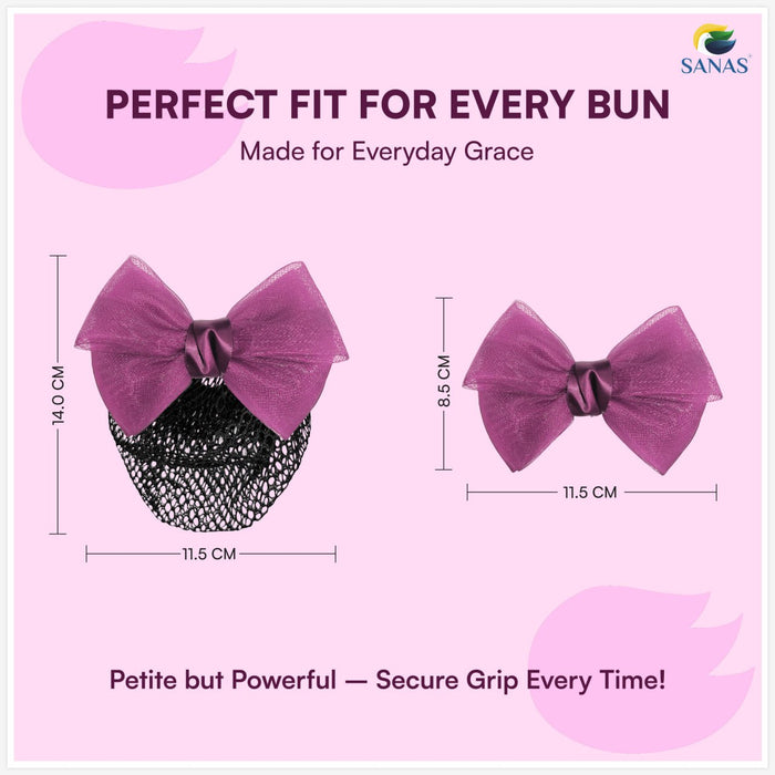 Purple bow bun clip hair accessories for women by Sanas