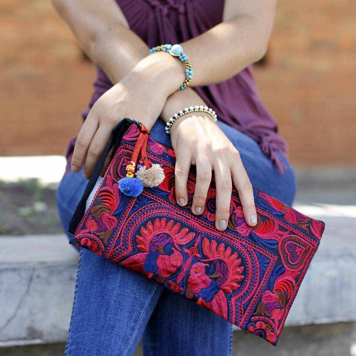 Sarita Hmong Embroidered Wristlet - Thailand
