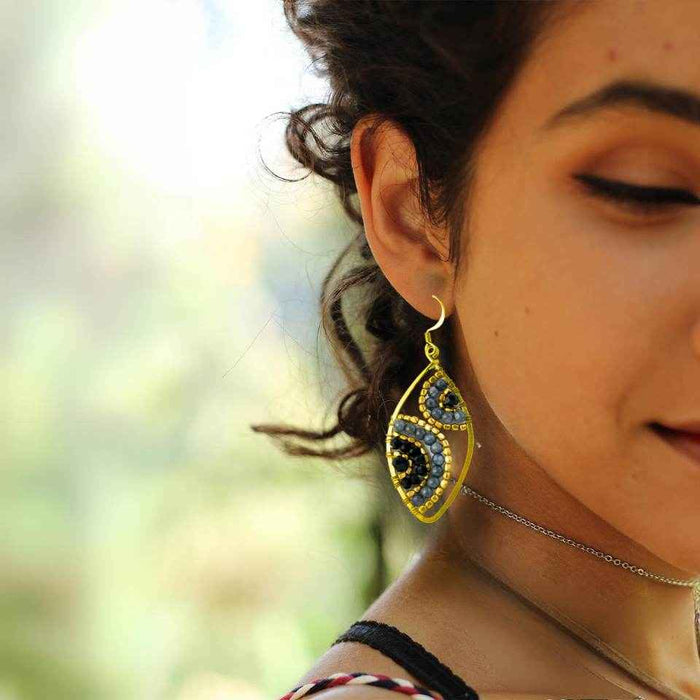 Saturn Stone Ethically Made Boho Earrings - Thailand