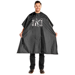 SCALPMASTER NYLON BARBER CAPE BLK # 4002 - Palms Fashion Inc.