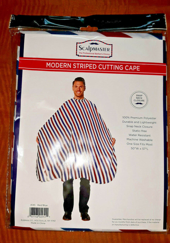 SCALPMASTER STRIPED  BARBER STYLING CAPE # 4145 - Palms Fashion Inc.