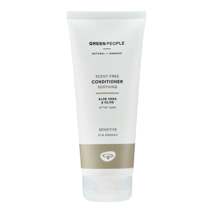 Green People Scent-Free Conditioner in a 200ml white tube. For sensitive skin & all hair types.