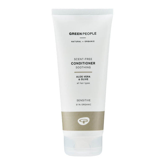 Green People Scent-Free Conditioner in a 200ml white tube. For sensitive skin & all hair types.