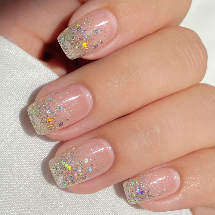 Sheer French Gel Nail Stickers UV - Transparent French Tip Semicured Nail Art Wraps