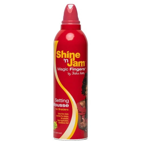 Shine 'n Jam Magic Fingers Setting Mousse for Braiders 12oz by Ampro