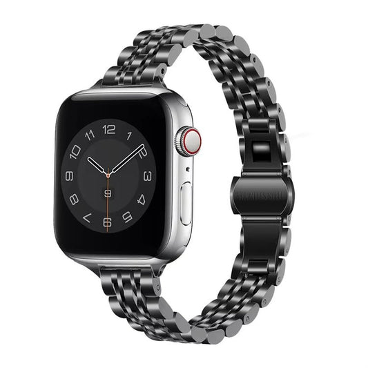 Slim Prestige Stainless Steel Link Band For Apple Watch Multiple Colors Available — Whether you choose the polished silver or the sophisticated gold, your wrist will exude effortless style.