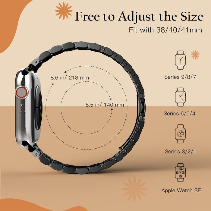 Slim Prestige Stainless Steel Link Band For Apple Watch Multiple Colors Available — Whether you choose the polished silver or the sophisticated gold, your wrist will exude effortless style.