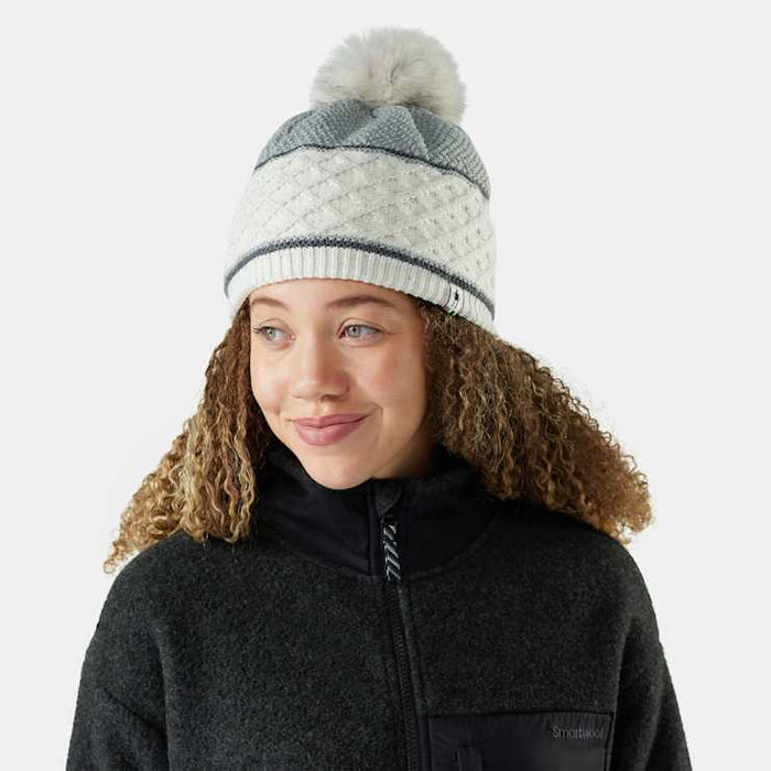 Smartwool Cable Knit Colorblock Pom Beanie Accessories Smartwool Natural-100