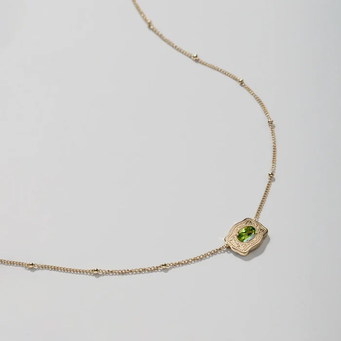 SpurWest Ultra Mini Belt Buckle Birthstone Necklace - Gold -December