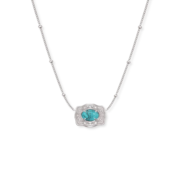 SpurWest Ultra Mini Belt Buckle Necklace (Oasis) - Silver