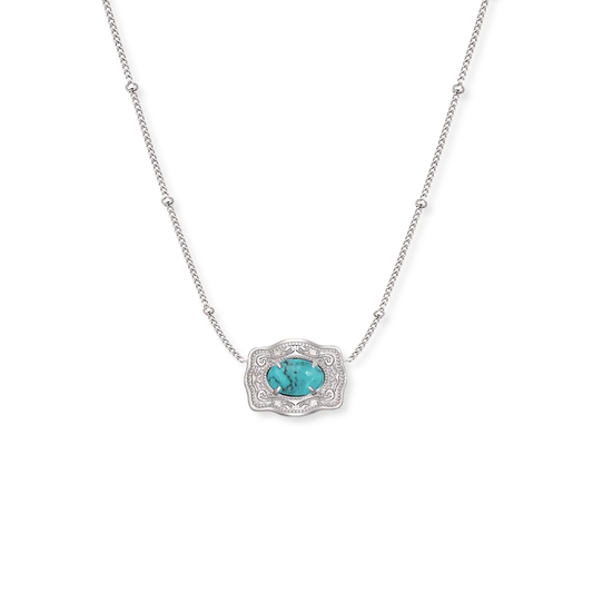 SpurWest Ultra Mini Belt Buckle Necklace (Oasis) - Silver