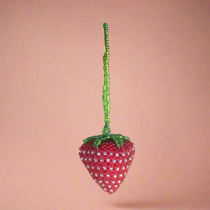 Strawberry Seed Bead Handmade Ornament - Guatemala