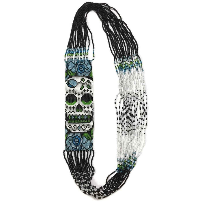 Sugar Skull | Catrina Seed Bead Handcrafted Slip on Necklace - Guatemala