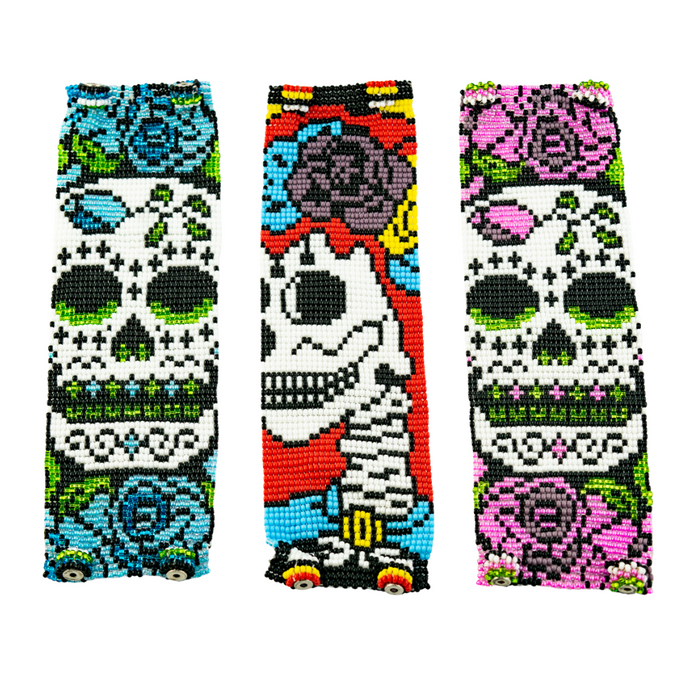 Sugar Skull | Catrina Seed Bead Magnetic Closure Bracelet - Guatemala