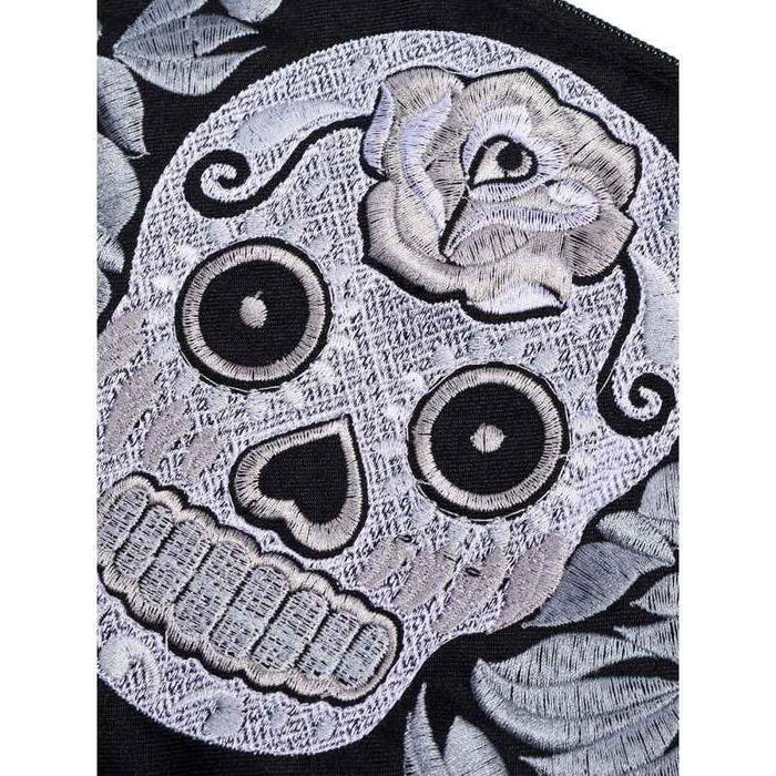 Sugar Skull Embroidered Monochrome Wristlet - Thailand