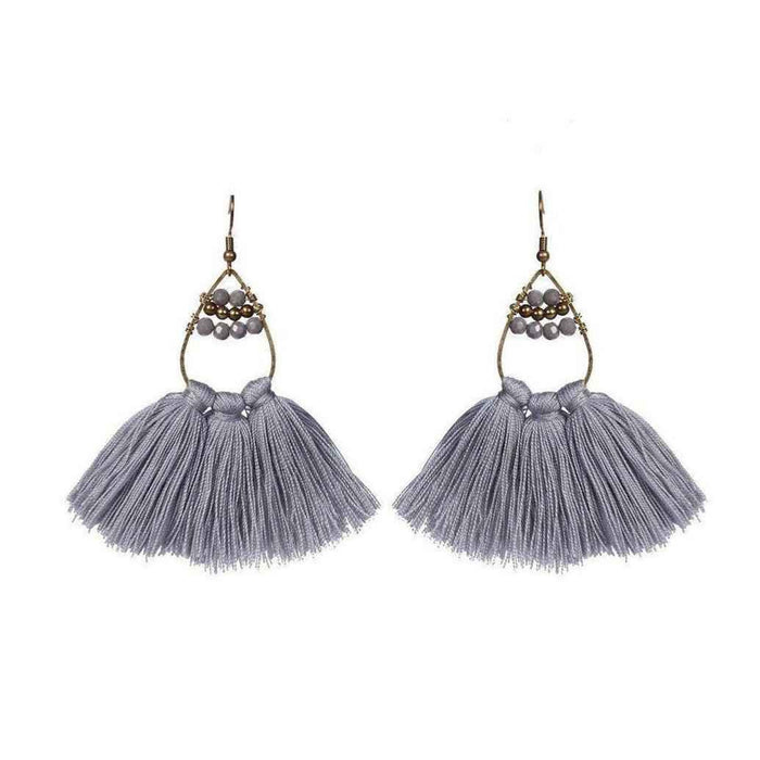 Summer Tassel Brass Bead Earrings - Thailand