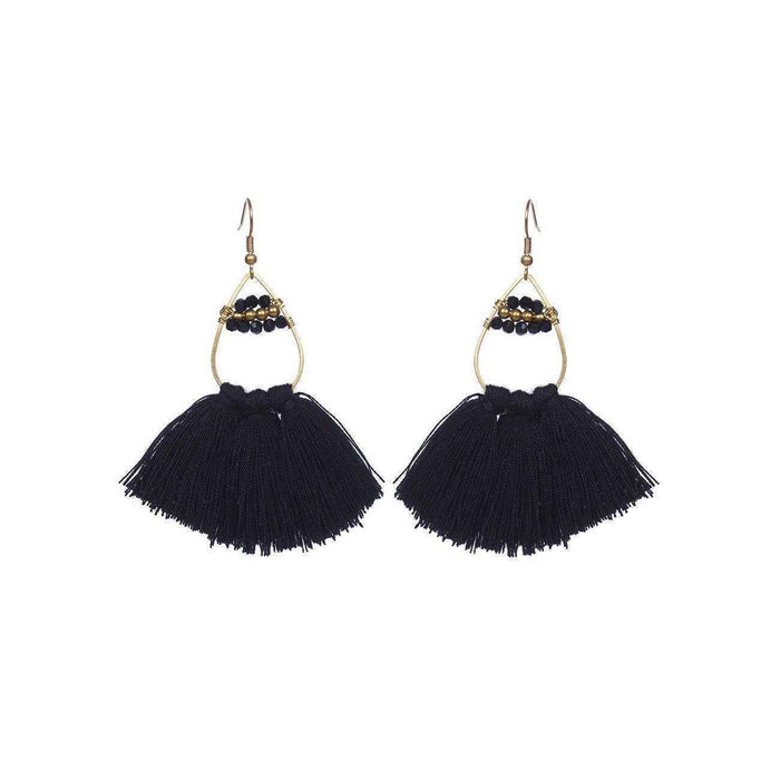 Summer Tassel Brass Bead Earrings - Thailand