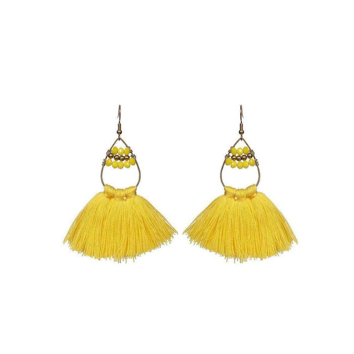 Summer Tassel Brass Bead Earrings - Thailand