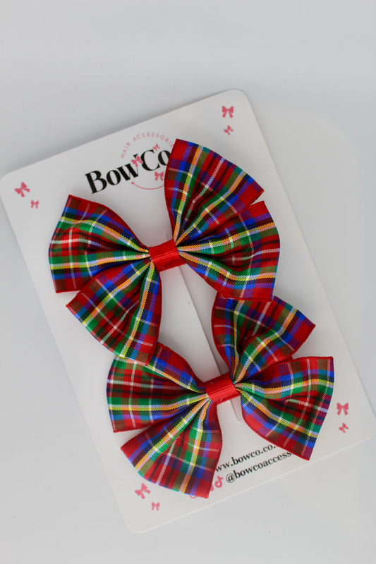 Tartan Twist Bow Set - Classic Tartan - Clip