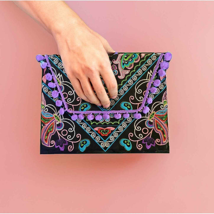 Tassel Embrodiered Handmade Clutch - Thailand