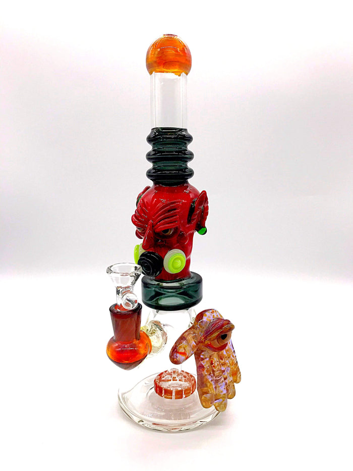 Smoke Station Water Pipe Tattoo Glass Heady American Devil with Perc