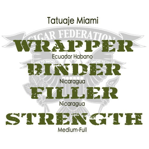 TATUAJE MIAMI (BROWN LABEL) - Cigar Federation