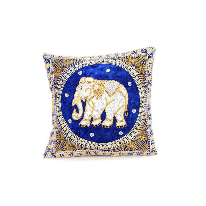 Thai Elephant Embroidered Pillow Cover - Thailand
