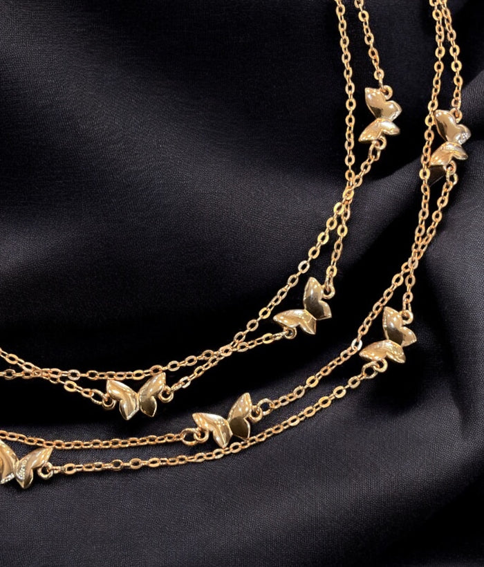 The Break Free Butterfly Layered Silver Rosegold Anklets