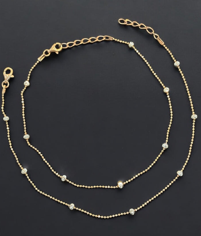 The Glittering Chain Silver Rose-gold Anklets