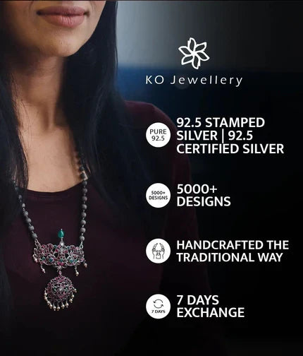 The Kumuda Silver Necklace (Oxidised)