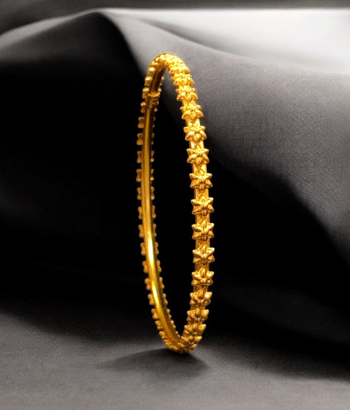 The Ojus Silver Floral Bangle- Single (Size /2.2/2.4/2.6/2.8)