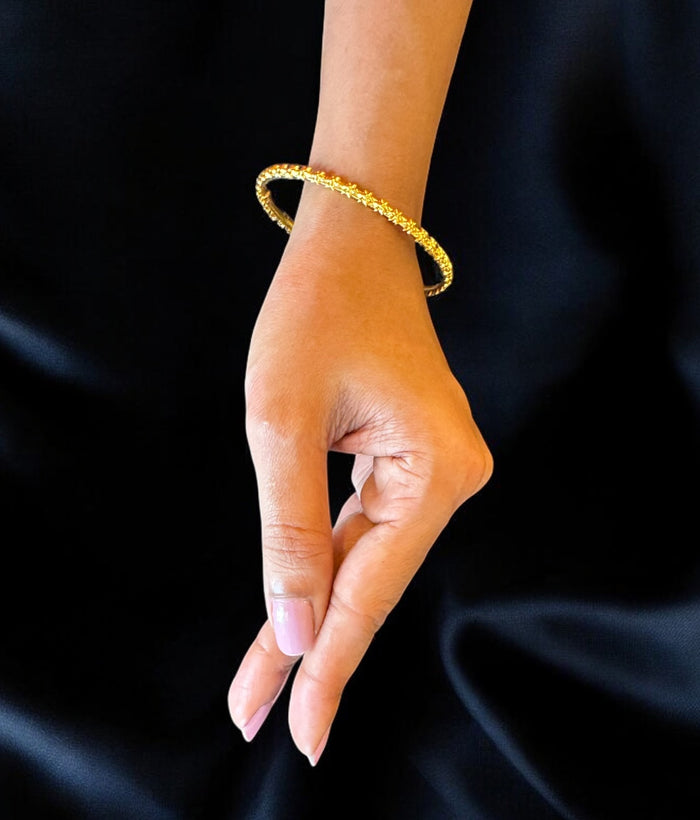 The Ojus Silver Floral Bangle- Single (Size /2.2/2.4/2.6/2.8)